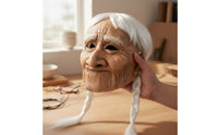 Old Lady Face Covering Realistic Old Woman Face Covering Creepy Costume for Adults