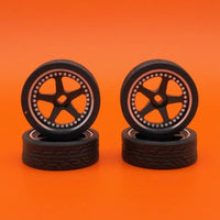 1/28 RC Car Wheels and Tires Five-Spoke RC Car Wheels Rubber Tires Lightweight for Hobbyists