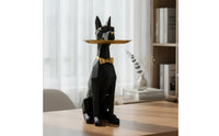 Doberman Sculpture with Tray Cute Doberman Statue Large Animal Decor for Living Room