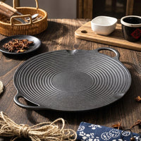 Frying Pan for Induction Hob and Gas Hob, Pre-Seasoned Cast Iron Skillet with Loop Handles, Round Grill Pan and Griddle