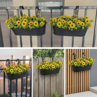 3 Pieces Railing Planter Space Saving Hanging Planter Rectangular Plant Holder for Gardeners, Patio