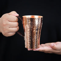 Copper Tea Cup with Side Handle Long-Lasting Hammered Copper Cup Teacup Comfortable Grip Vessel Easy to Clean for Collectors