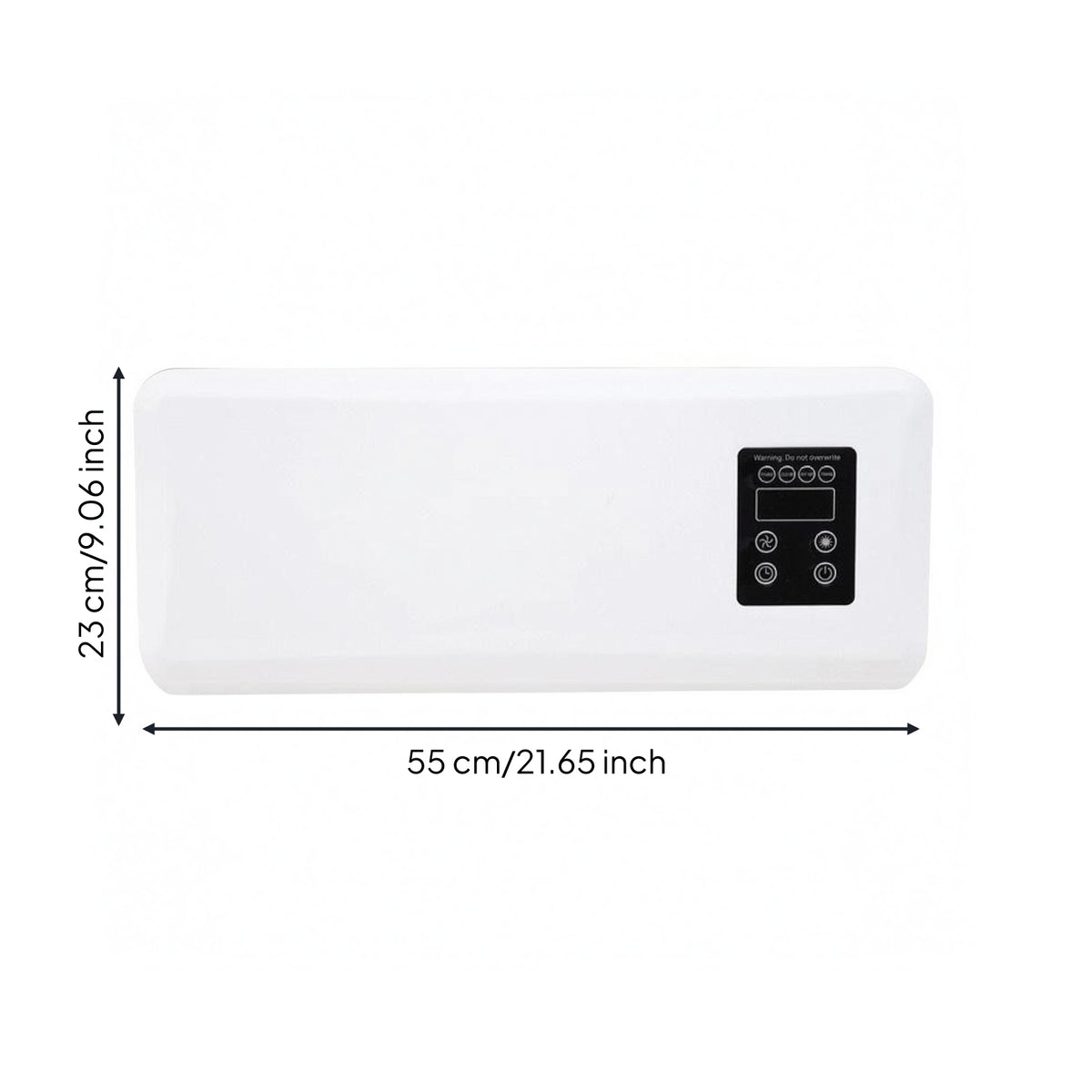 Flat Front Electric Wall Heater Black Control Panel Wall-Mounted Heater Rounded Corners Home Heating Slim