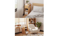 Bedside Cabinet with Drawer Bedside Table with Wheels Space-Saving Narrow Storage Cabinet for Small Bedroom, Dorm Room