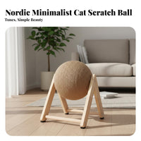 Cat Scratching Sphere Furniture Protection Sisal Rope Scratcher Sphere Wooden Stand Cat Scratcher Interactive Pet Supplies