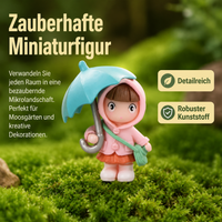 Fairy garden figure set 4, miniature girl with umbrella 4.2x6cm, diorama model building, multicolor plastic figures for cake decoration