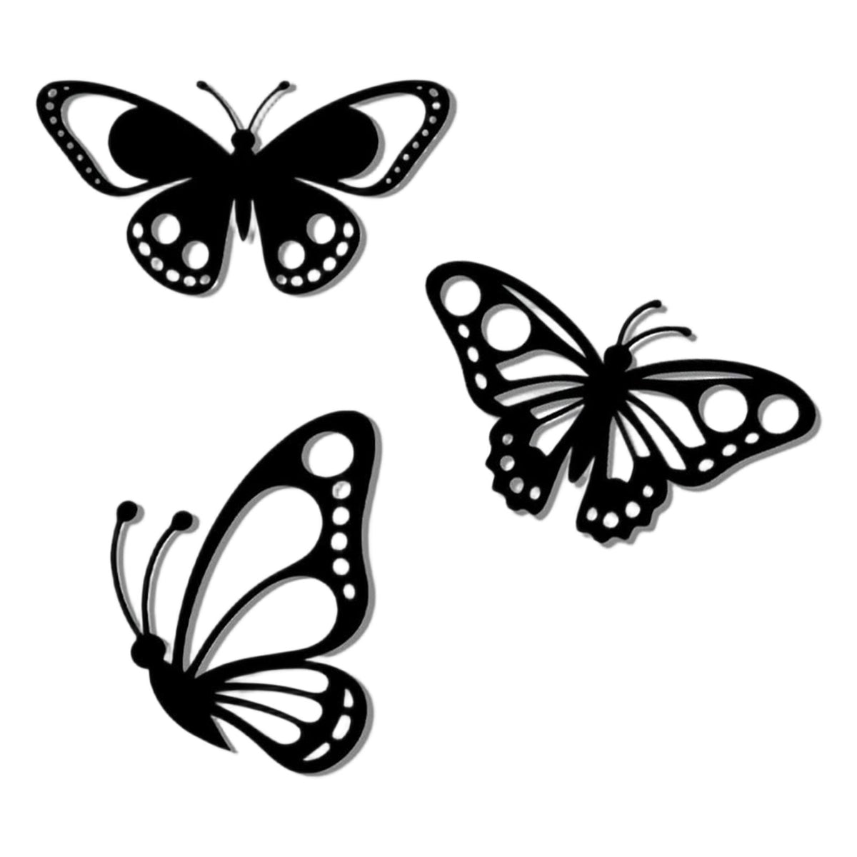 3 Pieces Steel Butterfly Wall Sculptural Design Visual Effect Iron-Winged Butterfly Wall Hanging Easy to Hang for Office