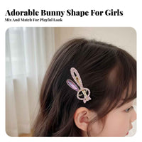 Bunny Duckbill Clip Korean Design Crystal Bunny Barrette Cute Design Rhinest Single Hare Hair Clip for Women, Girls, Daily Wear, Party