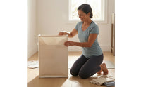 Uncovered Top Foldable Laundry Basket Side Handles Rectangular Laundry Hamper Reinforced Rim Textile Storage Basket White
