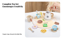 Wooden Toy Tea Set Nordic Design Pretend Afternoon Tea Set High-Quality Wood Kids Wooden Kitchen Accessories for Preschoolers, Young Children