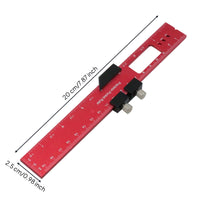 Engraved Measurements Woodworking Marking Ruler Metal Tightening Knobs Angle Marking Ruler Anodized Red Hand Tool Rectangular Cutout for DIYers