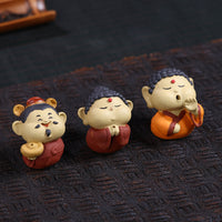 Yixing Purple Clay Tea Pet - God of Wealth and Buddha Figurines