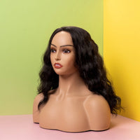 Female Manikin Head with Shoulders Pierced Ears Realistic Mannequin Head with Shoulders Solid Jewelry Display Mannequin for Salon
