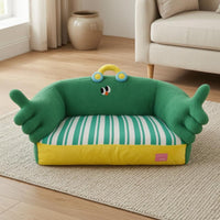 Soft Pet Sofa Bed Textured Striped Pet Sofa Bed Cushioned for Sleeping