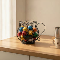 Coffee Pod Holder Wide-Mouth Coffee Capsule Organizer Mug Shaped Basket Compact Sturdy for Kitchen Counter