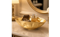 Bowl with Hammered Texture Gold Irregular Metal Bowl Organic Rim Decorative Centerpiece for Tabletop, Entryway, Living Room