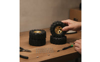 4 Pieces RC Crawler Wheel and Tire Set 1/30 Scale RC Crawler Tires with Brass Hubs Wheel and Tire Set All-Terrain Wheels Deep