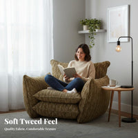 Upholstered Swivel Armchair Italian Minimalist Design Single Sofa Skin-Friendly Textile Accent Chair for Readers, Living Room, Home Office