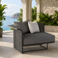 PE Rattan Garden Sofa, With Cushion, 85cm Width, Outdoor, Garden Furniture Set, Dark Green