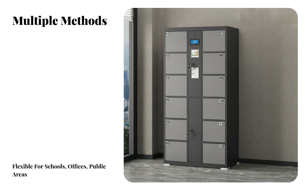 Smart Electronic Locker Large Capacity Digital Code Identifier Locker Sturdy Construction Biometric Entry Access Cabinet for Shoppers, Commuters