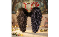 Angel Wing Costume Set Decorative Ornamental Rod Feather Angel Wing Pair Prop Set for Performance