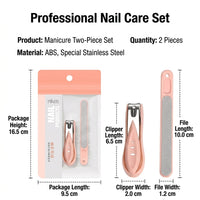 Nail Set with for Adults, Stainless Steel Grooming for Home Use, 2 Piece Manicure Kit for Personal Large Size Design