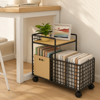 Iron Metal Storage Shelves with Wheels 2 Tier Heavy Duty Rolling Shelving Unit