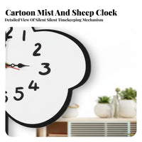 Non-Ticking Cartoon Sheep Pendulum Clock Battery Operated Swinging Sheep Wall Clock 3D Effect for Children, Babies, Playroom, Bedroom