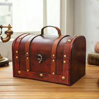 Wooden Storage Chest Portable Wooden Chest with Curved Lid Decorative Trunk Versatile Trunk with Hinged Top Practical