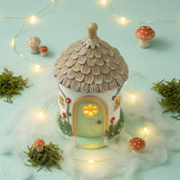 Thatched Roof Cottage Resin Solar Glowing Decoration Waterproof Micro Landscape House