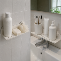 Suction Cup Bathroom Shelf for Vanity and Sink, No-Drill Multifunctional Storage Organizer