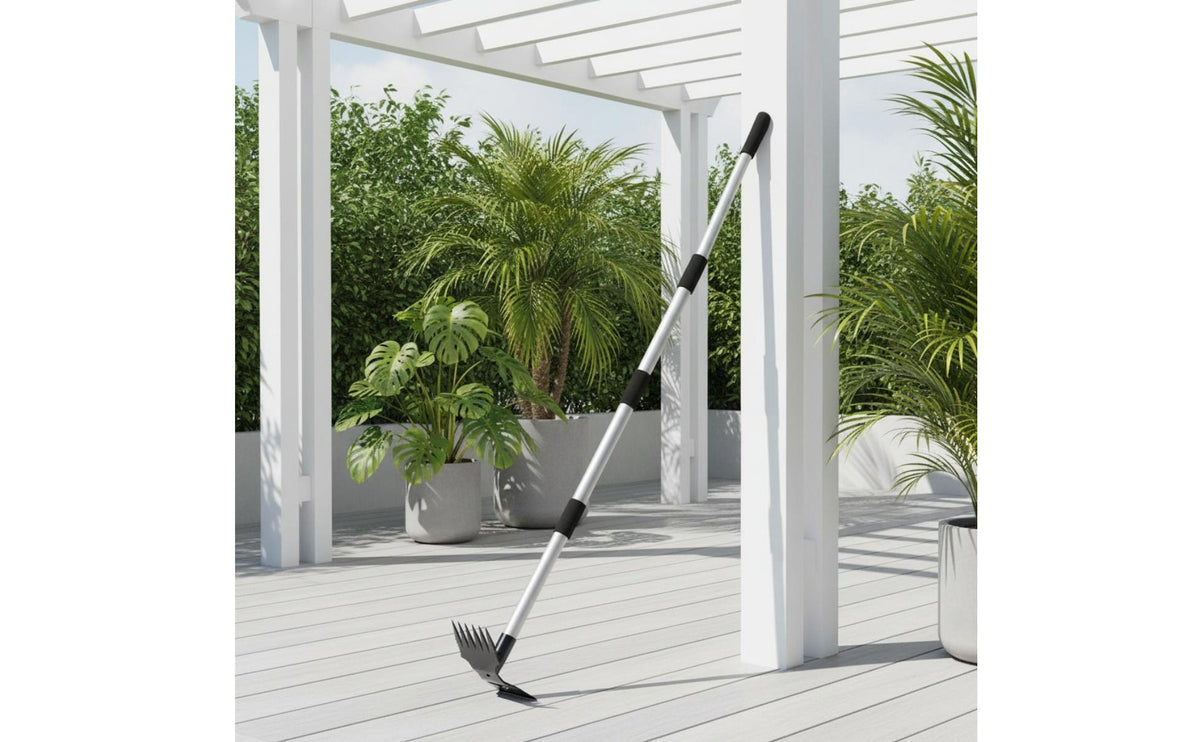 Multi-Purpose 2 in 1 Unwanted Growth Rake Double-Sided Head Unwanted Growth Hoe Sharp Teeth Garden Hoe Rake Heavy Duty for Yard, Lawn