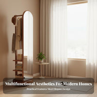 Rotating Full-Length Mirror with Shelves Freestanding for Walk-in Closet, Adults