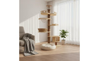 Solid Wood Construction Floor to Ceiling Cat Tree All-in-Single Wooden Cat Climbing Frame Pet Furniture for Indoor