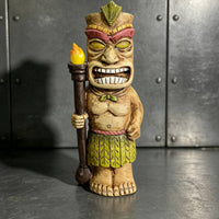 Tiki Statue with Light up Eyes Wood Look Tiki Statue with LED Eyes Lawn Ornament Glowing Tropical for Patio, Yard