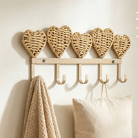 Decorative Hook Rack with Heart Shapes Space-Saving for Entryway, Bedroom