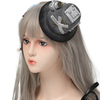 Industrial Steampunk Mini Hat Silver-Toned Miniature Top Hat Textured Costume Accessory