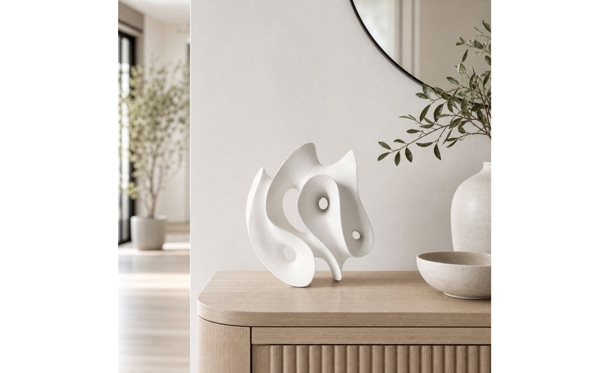 Abstract Sculpture Matt White Tabletop Sculpture Modern Geometric Ornament for Interior Designers, Art Collectors, Entryway Console, Office Lobby