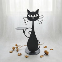 Feline Candlestick Minimalist Design Feline-Shaped Candle Holder Taper Candle Holder Sculptural Metal Craft Cutout Face