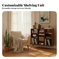 Multi-Functional Low configurable Cubby Shelf Large Capacity bookshelf Stable frame bookshelf Vintage and aesthetic for Apartment Dwellers, Interior Design fans, Living Room, Entryway, Home Office, Playroom