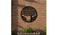 Black Metal Tree Wall Hanging Art Hollow out Design Tree of Growth Metal Wall Decor Easy to Hang House Decoration for Living Room, Garden, Bedroom