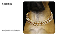 Chunky-Link Link Dog Secure Buckle Clasp Sparkling Dog Chain Sparkling Rhinestones Rhinestone Pet for Young Dogs, Parties, Daily Wear, Photoshoots