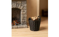 Woven Dollhouse Basket with Handles Rustic Miniature Basket with Handles Realistic Miniature Fireplace Accessory for Diorama