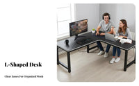 Two-Person Capacity L-Shaped Desk with Hutch Integrated Shelving Office Furniture Space-Saving Workstation Multi-Functional for Students, video game enthusiasts, Study Room, Bedroom