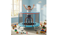 Handrail Kids Indoor Trampoline 360° Enclosure Jumping Frame for Children, Indoors