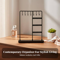 Marble Base Jewelry Rack Multi-Functional Marble Base Jewelry Display Earring and Necklace Holder Space-Saving for Vanity Table