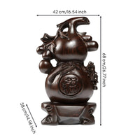 Gourd with Pedestal Traditional Wooden Gourd Solid Wood Wooden Ornament for Tabletop, Living Room, Office