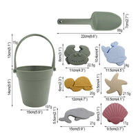 Bright Colors Silicone Sand Pail Set Safe Material Silicone Beach Toy Set Easy to Clean Beach Pail with Shovel Portable for Children, Sandbox, Outdoor