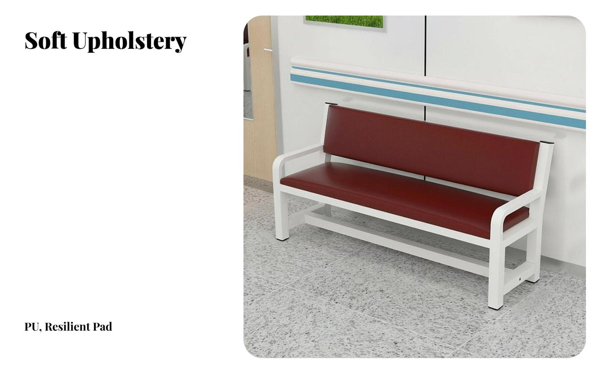 Thick Padding Upholstered Backrest Settee Stable Structure Upholstered Guest Settee Long-Lasting Construction Waiting Room Bench Easy to Clean for Patients, Visitors, Customers, Hospital, Barber Shop, Barbershop, Shopping Mall