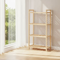 Wooden Storage Rack Floor-Standing Bathroom Storage Shelving Unit Open-Frame Slat Shelf for Small Apartments, Washroom, Bedroom